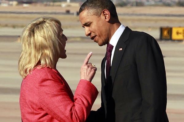 "Listen to me buster." "No, you listen to me, lady" (AP/Haraz N. Ghanbari)