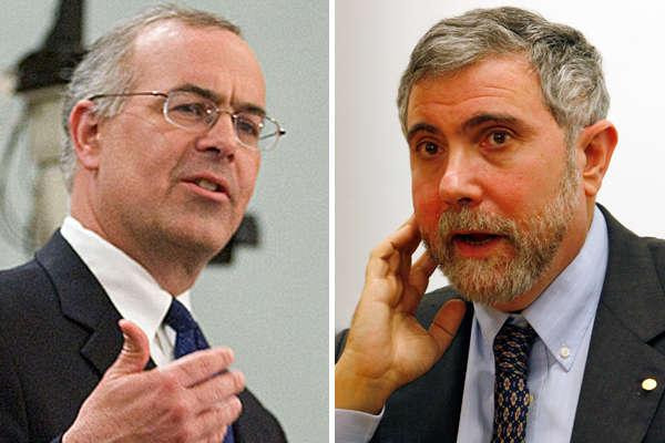 David Brooks and Paul Krugman (<span about='http://www.flickr.com/photos/miller_center/5840212844' xmlns:cc='http://creativecommons.org/ns#'><a href='http://www.flickr.com/photos/miller_center/5840212844' rel='cc:attributionURL' target='_blank'>Miller_Center</a> / <a href='http://creativecommons.org/licenses/by/3.0/' rel='license' target='_blank'>CC BY 3.0</a></span>/Reuters)