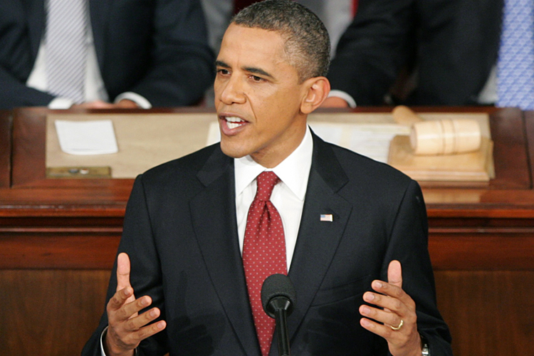 U.S. President Barack Obama delivers his State of the Union address. (Jonathan Ernst / Reuters)