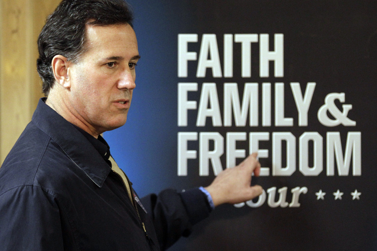 Republican presidential candidate former Pennsylvania Sen. Rick Santorum (AP/Charlie Riedel)