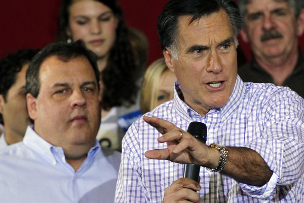 Republican presidential candidate, former Massachusetts Gov. Mitt Romney, and New Jersey Gov. Chris Christie (AP/Elise Amendola)