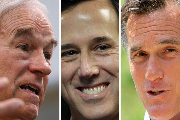 Ron Paul, Rick Santorum, Mitt Romney (AP)