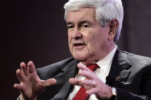 Republican presidential candidate, former House Speaker Newt Gingrich, speaks at the Personhood USA forum in Greenville, S.C., Wednesday, Jan. 18, 2012.  (AP Photo/Paul Sancya) (AP)