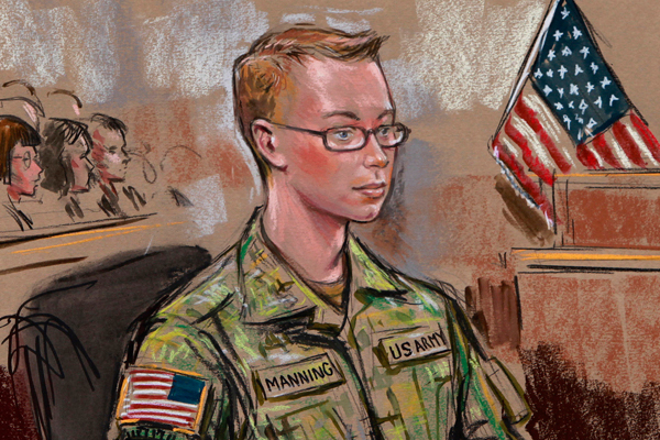 A sketch of Private Bradley Manning during his Army Article 32 hearing. (Reuters)
