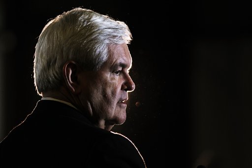 Republican presidential candidate, former House Speaker Newt Gingrich speaks, Monday, Jan. 30, 2012, in Pensacola, Fla. (AP Photo/Matt Rourke) (AP)