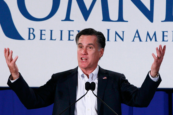 Mitt Romney speaks at the Nashua Chamber of Commerce Breakfast in Nashua, N.H., on Monday. (AP/Charles Dharapak)