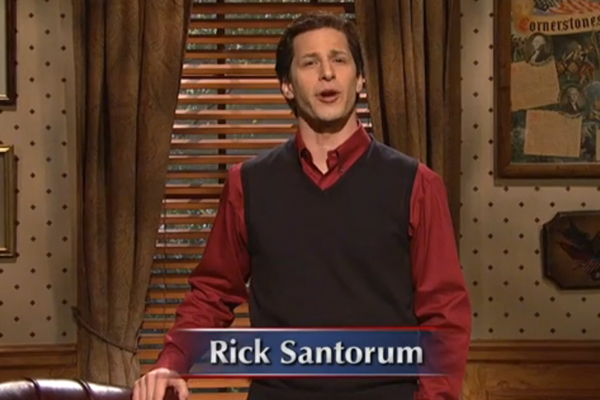 Andy Samberg as Rick Santorum (NBC screen shot)