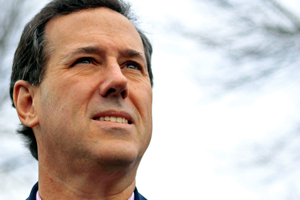 Rick Santorum in New Hampshire on Monday. (Reuters/Adam Hunger)
