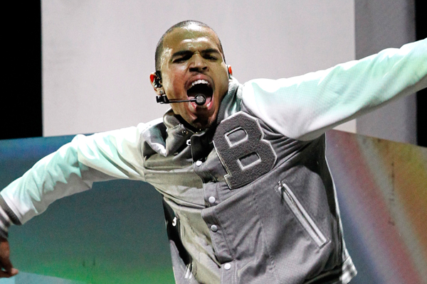 Chris Brown performs at the 54th annual Grammy Awards on Sunday. (AP/Mario Anzuoni)
