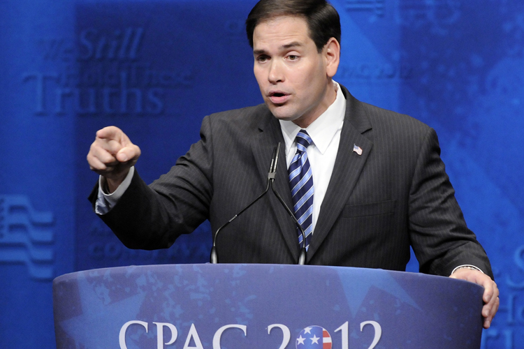 Sen. Marco Rubio addresses the annual Conservative Political Action Conference in Washington, Feb. 9, 2012. (Jonathan Ernst / Reuters)