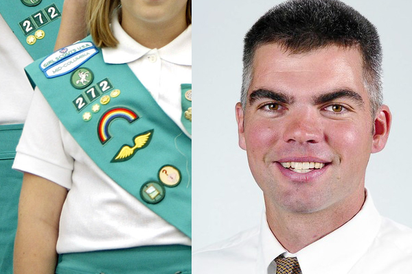 Girl Scouts, left, and at right, Rep. Bob Morris (AP)