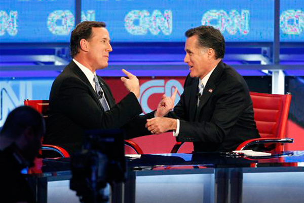 Rick Santorum and Mitt Romney (AP)