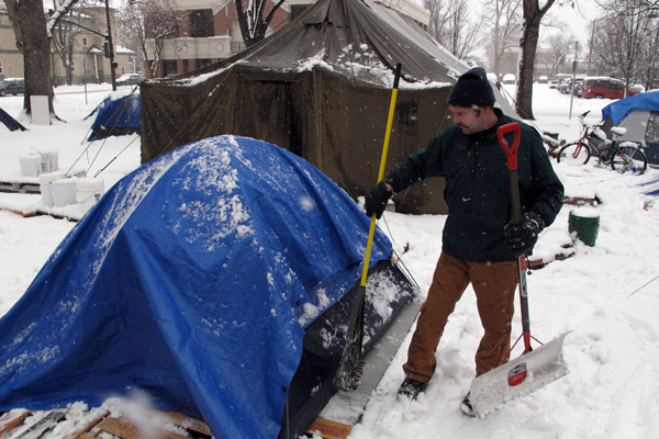 Occupy Boise is under legal and meteorological siege. (AP/John Miller)