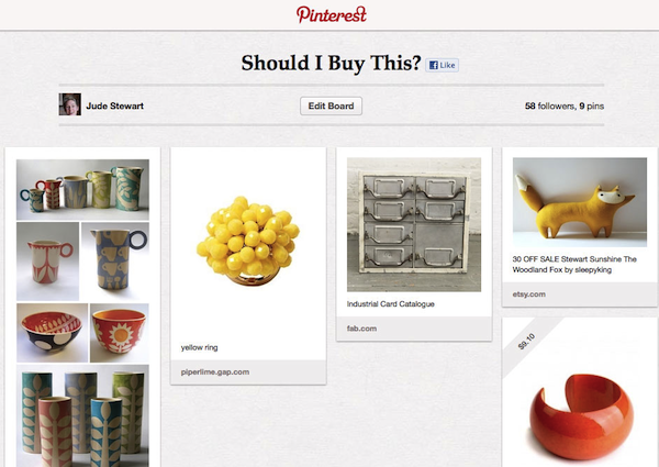 From the author's <a href="http://pinterest.com/joodstew/should-i-buy-this/">Should I Buy This?</a> board (Jude Stewart)