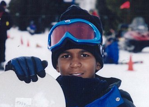 This undated photo provided by the Martin family shows Trayvon Martin snowboarding. (AP Photo/Martin Family)