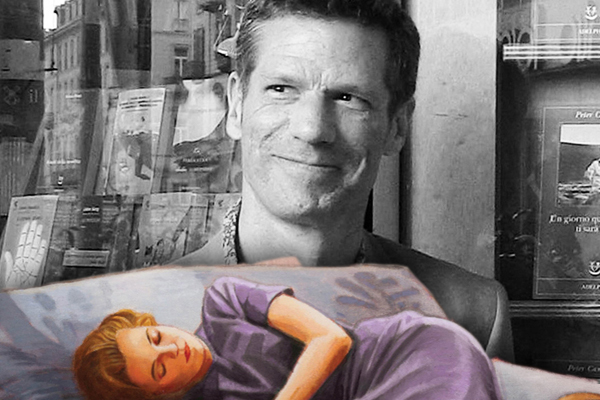 Peter Cameron and a detail from the cover of "Coral Glynn"