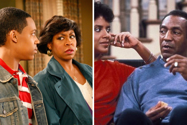 A still from "Everybody Hates Chris", left. Right: a still from "The Cosby Show" (tv.com/IMDB)