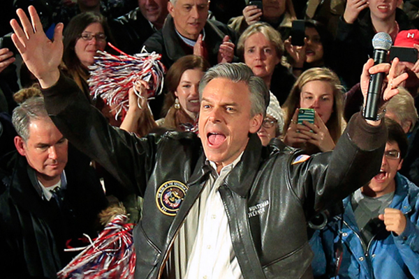 Jon Huntsman speaks at a town hall meeting in Exeter, New Hampshire, on Jan. 9. (Reuters/Adam Hunger)