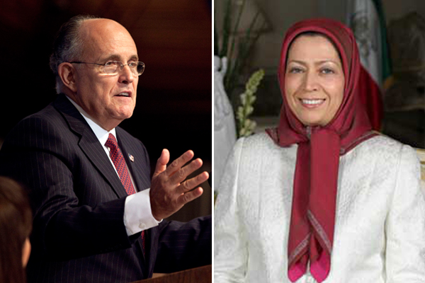 Rudy Giuliani and Maryam Rajavi (AP/Wikipedia)