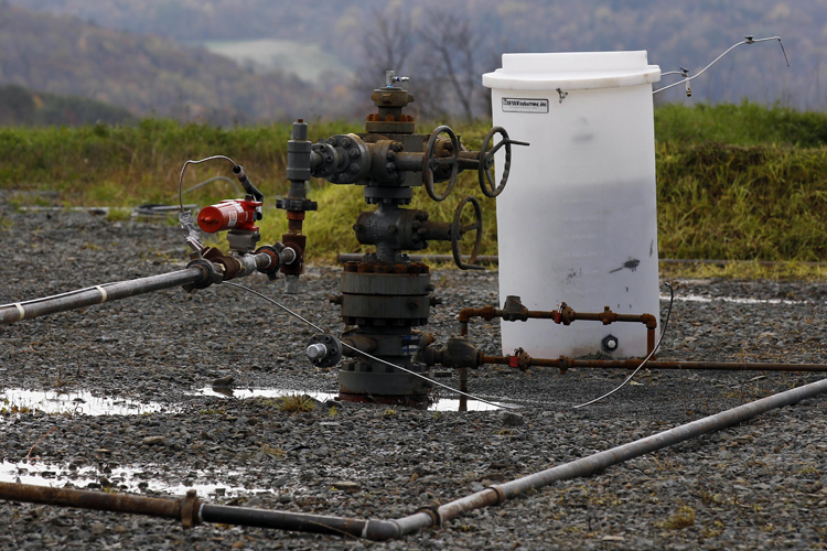 The well head for for a gas well on Friday, Oct. 14, 2011 in Dimock, Pa. (AP/Alex Brandon)