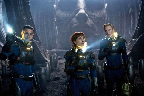 Logan Marshall-Green, Noomi Rapace and Michael Fassbender in "Prometheus"