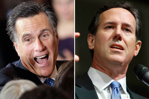 Mitt Romney and Rick Santorum (AP)