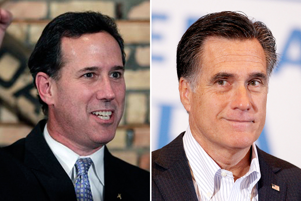 Rick Santorum and Mitt Romney (AP/Reuters)