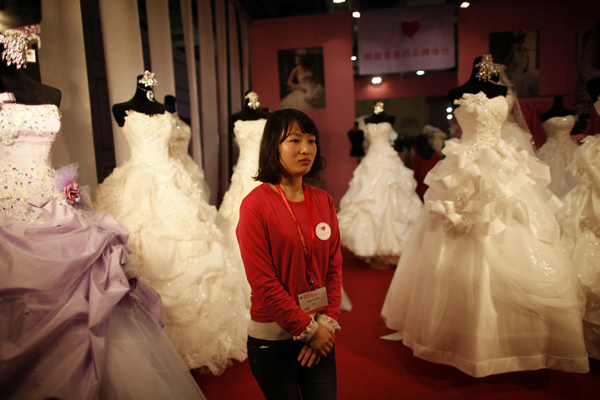 Wedding dresses at the China International Wedding Expo in Shanghai (Aly Song / Reuters)