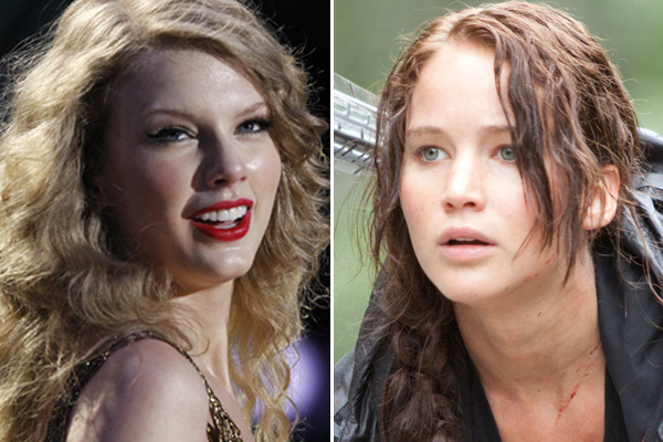 Taylor Swift, left, and Jennifer Lawrence in "The Hunger Games" (AP/Lionsgate)