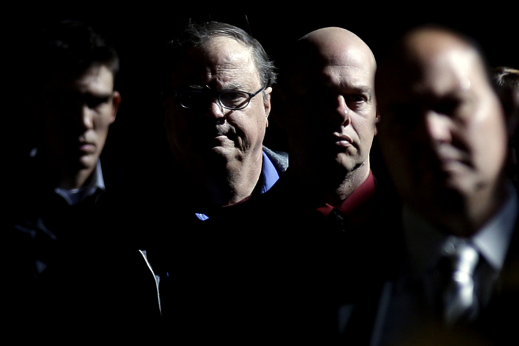 A line of people waiting to register at a career fair in San Diego. (AP/Gregory Bull)