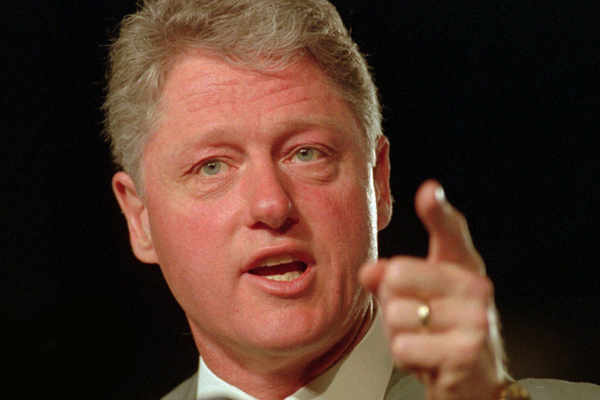 President Clinton speaks to the California Democratic Convention in Sacramento, Calif., Saturday, April 8, 1995 (AP/Robert Galbraith)