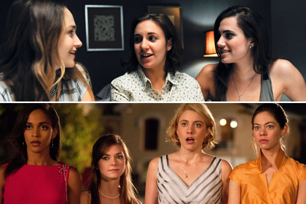 Stills from "Girls" (top) and "Damsels in Distress"