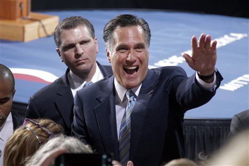 Republican presidential candidate and former Massachusetts Gov. Mitt Romney greets supporters. (AP/Jae C. Hong)