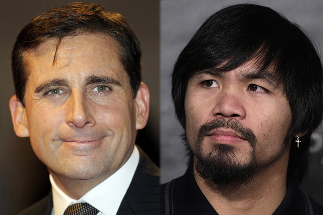 Steve Carell and Manny Pacquiao (AP)