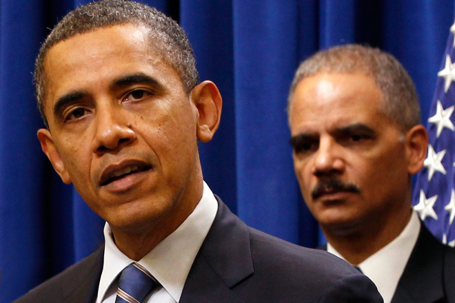 President Obama and Eric Holder (Reuters/Larry Downing)