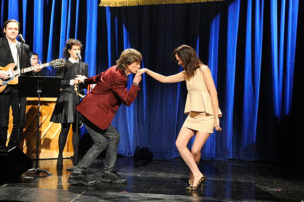 Mick Jagger and Kristen Wiig during the season finale of "Saturday Night Live"