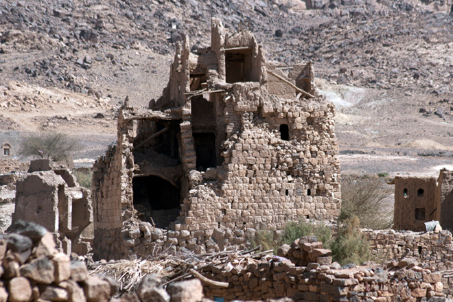 Destroyed houses in the mountainous area of Arhab, north of Sanaa, Yemen. (Reuters/Mohamed al-Sayaghi)