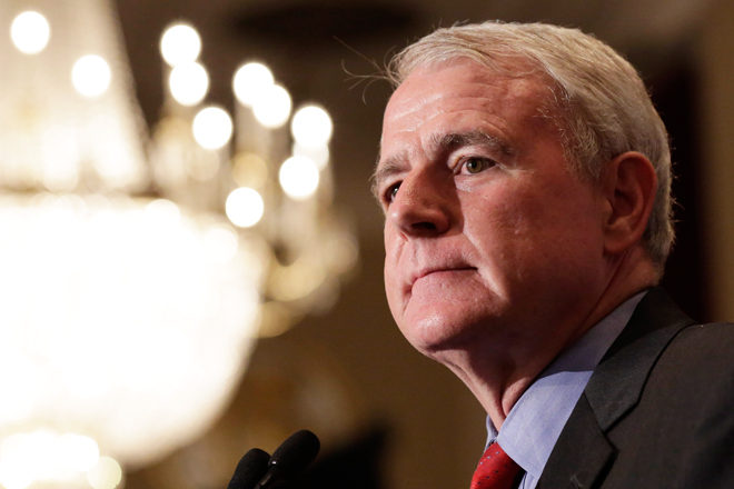 Tom Barrett concedes the race at his election night rally in Milwaukee. (Reuters/John Gress)