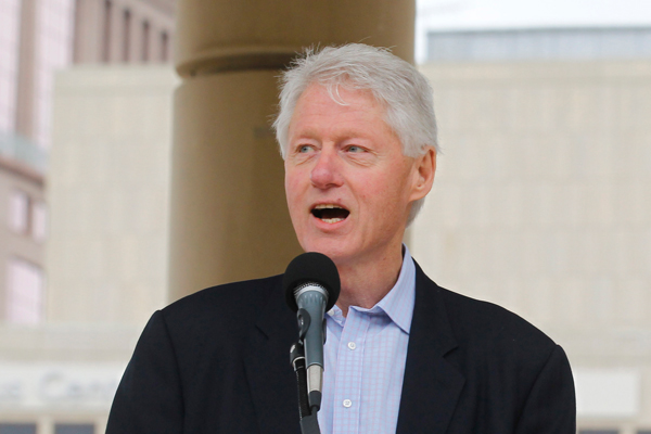 Bill Clinton in Wisconsin on Friday. (AP/Jeffrey Phelps)