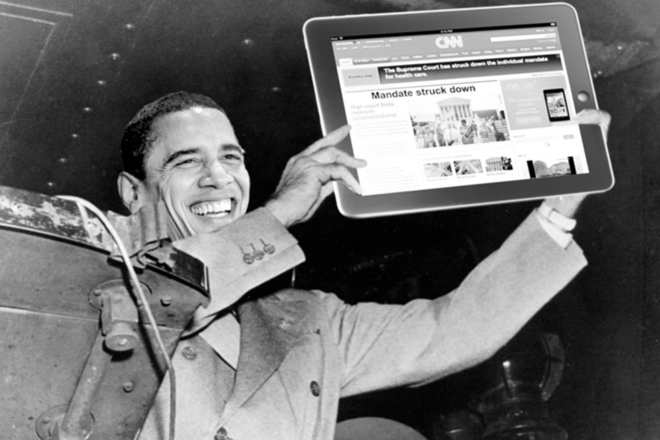 (Gary He. For a bigger version, <a href="http://media.salon.com/2012/06/obama_dewey_defeats_truman-460x307.jpg">click here</a>)