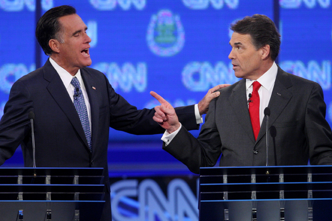 Mitt Romney and Rick Perry (Reuters/Steve Marcus)