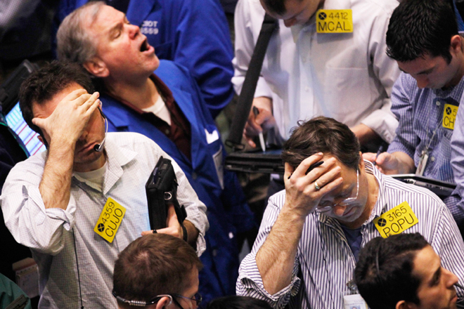 Traders on the floor of the New York Mercantile Exchange. (Reuters/Brendan McDermid)