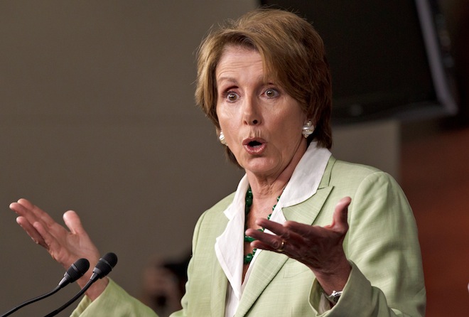 House Minority Leader Nancy Pelosi of Calif. meets with reporters on Capitol Hill in Washington, Thursday, July 12, 2012. (AP Photo/J. Scott Applewhite)