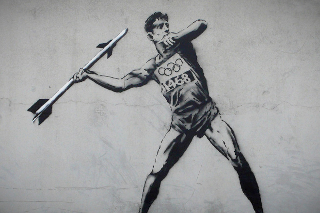 Graffiti artist Banksy strikes again.