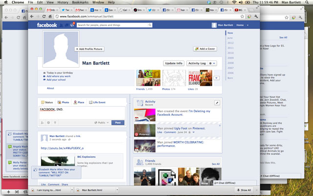 The last few seconds of my Facebook account