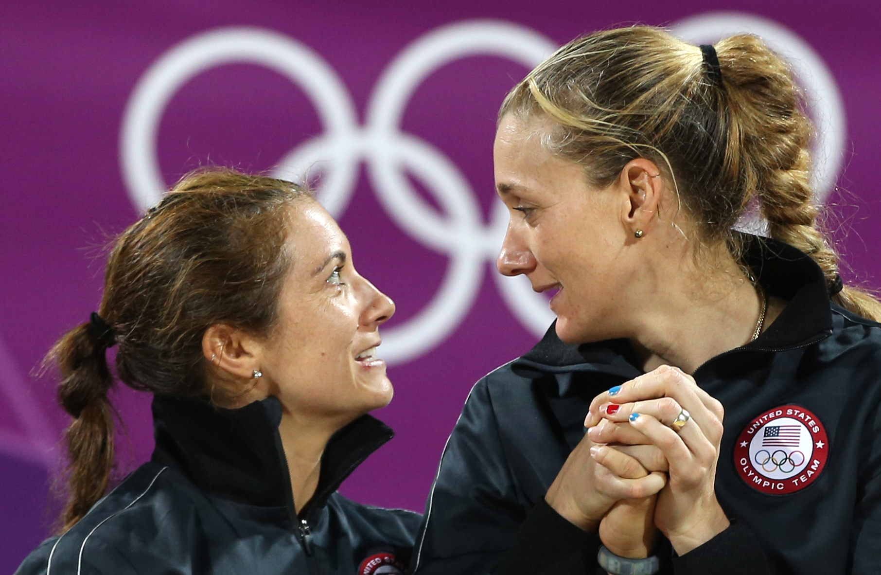 United States' Misty May-Treanor Kerri Walsh Jennings Jennifer Kessy April Ross during the women's gold medal beach volleyball match at the 2012 Summer Olympics, Wednesday, Aug. 8, 2012, in London. (AP Photo/Petr David Josek) (AP/Petr David Josek)