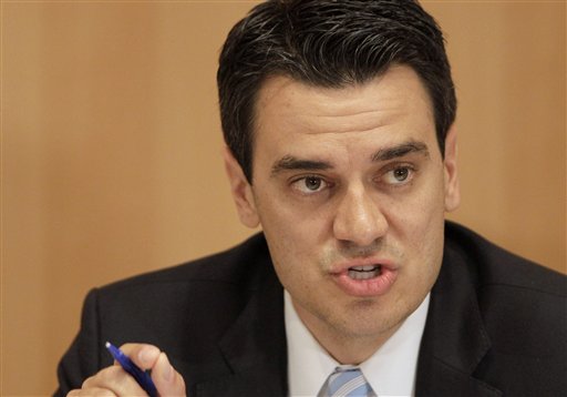Kevin Yoder participates in a debate in Overland Park, Kan. (AP/Charlie Riedel)