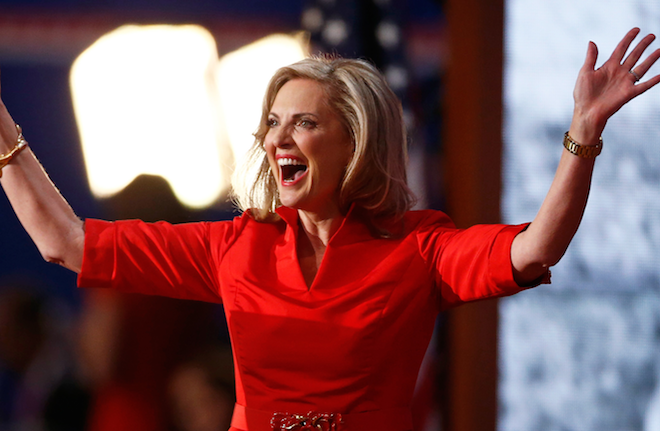 Ann Romney reacts after she addressed delegates during the second day of the Republican National Convention in Tampa, Florida August 28, 2012 (Reuters/Jason Reed)