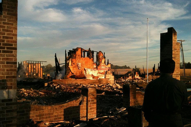 The remains of the Islamic Society of Joplin mosque. (Islamic Society of Joplin/Facebook)