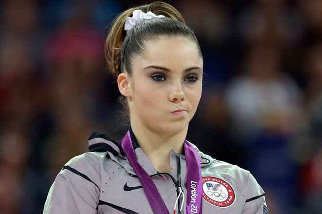 McKayla Maroney during the podium ceremony for the artistic gymnastics women's vault finals at the 2012 Summer Olympics on Sunday, Aug. 5. (AP/Julie Jacobson)